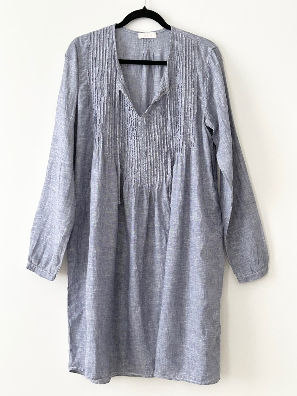 CP Shades 100% Linen Blue Pintuck Tunic